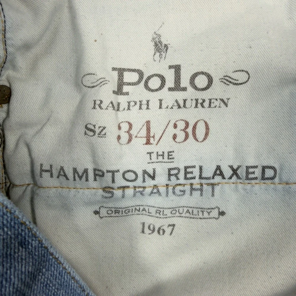 Polo Ralph Lauren Hampton Relaxed Straight Jeans Mens 34 Light Wash Blue Denim